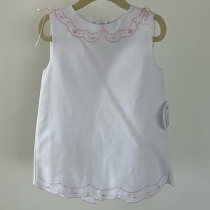 White Occasion Dress with pink stitching detail (3T)